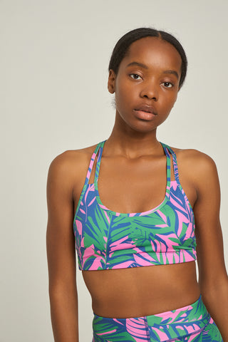 Αθλητικό μπουστάκι green exotic tropical print | Πράσινο