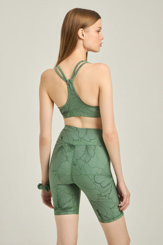 Athletic biker leggings sage floral print | Sage