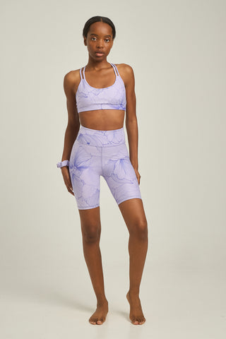 Athletic biker leggings lilac floral print | Lilac