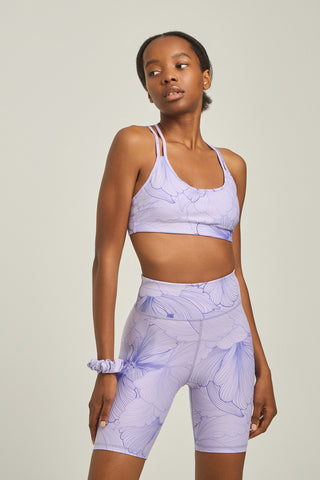 Athletic biker leggings lilac floral print | Lilac