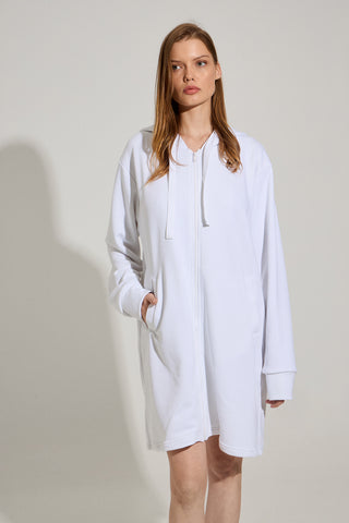 Τζάκετ με φερμουάρ και κουκούλα | Λευκό