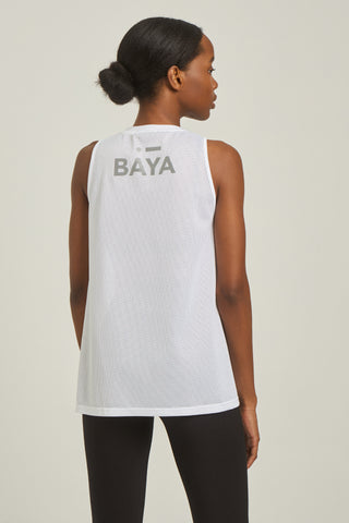 Sleeveless MESH blouse | White
