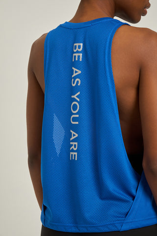 Aμάνικη MESH μπλούζα με σούρα στο τελείωμα | Μπλε