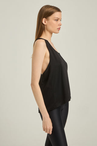 Αμάνικη MESH μπλούζα με αθλητική πλάτη | Μαύρο