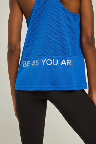 Aμάνικη MESH μπλούζα "Be as you are" | Μπλε