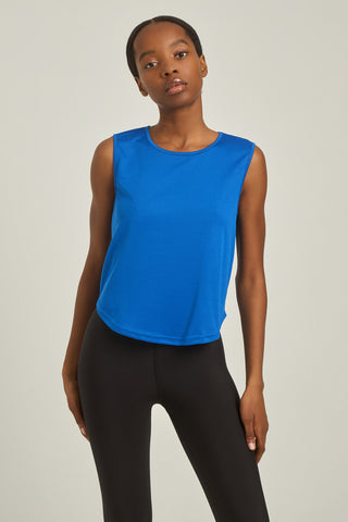 Crop αμάνικη MESH μπλούζα | Μπλε