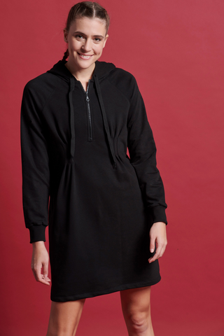 Φόρεμα Φούτερ με κουκούλα | Μαύρο