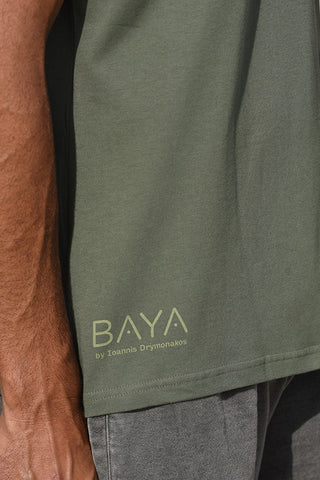 Ανδρικό t-shirt με λεπτομέρεια τσέπη | Xακί