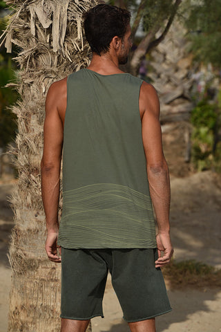 Αμάνικη ανδρική μπλούζα με print | Xακί