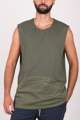 Ανδρικό αμάνικο μπλουζάκι με print | Χακί