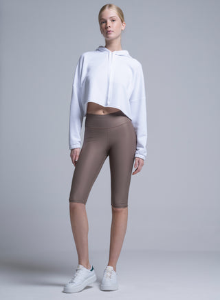 Capri sports leggings made from recycled fabric | Brown 