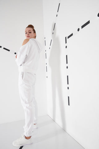 SWEAT PANTS WITH SIDE LOGO - WHITE