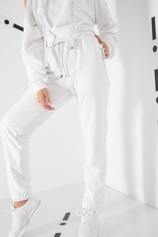 SWEAT PANTS WITH SIDE LOGO - WHITE