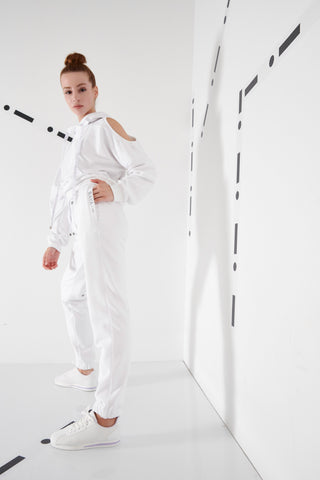 SWEAT PANTS WITH SIDE LOGO - WHITE