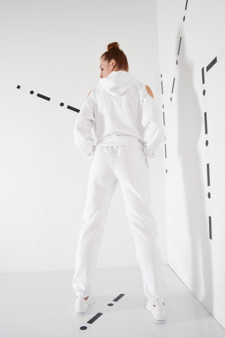 SWEAT PANTS WITH SIDE LOGO - WHITE