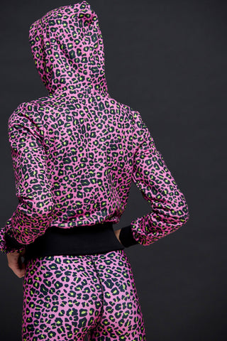 Ζακέτα φούτερ με κουκούλα σε animal neon print | Ροζ