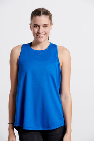 Αμάνικη mesh μπλούζα με αθλητική πλάτη | Μπλε