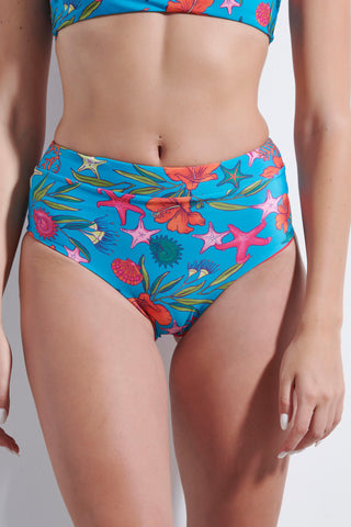 High-waisted reversible bikini briefs (with UV50+ protection) | Sea Breeze