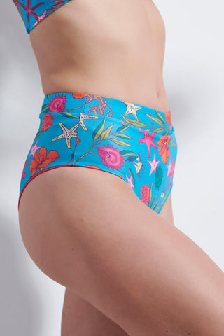 High-waisted reversible bikini briefs (with UV50+ protection) | Sea Breeze