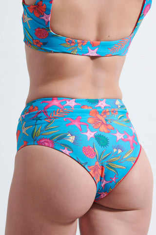 High-waisted reversible bikini briefs (with UV50+ protection) | Sea Breeze